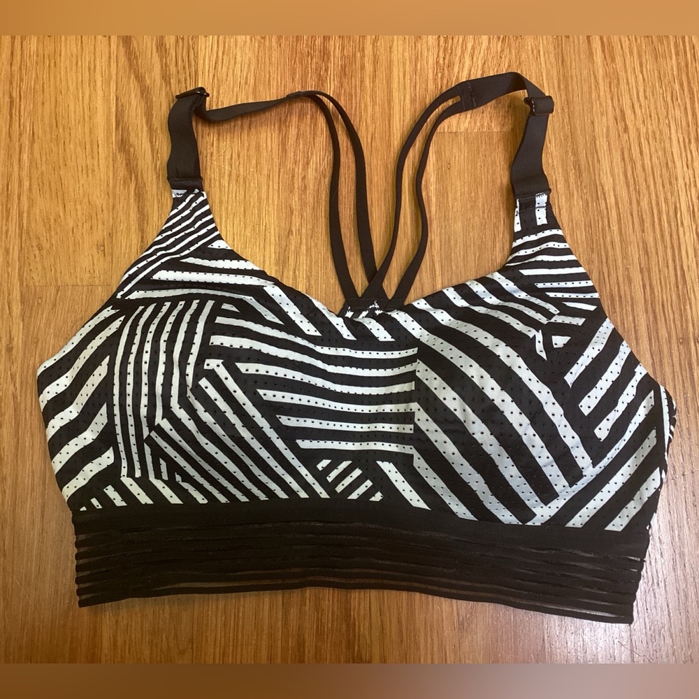 Victoria's Secret Black and White Striped Sports Bra